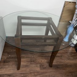 Round Glass And Wood Dining Room Table