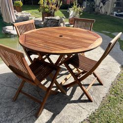 Solid Teak Round Outdoor Table Set