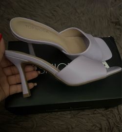 Top Moda Lavender Square Toe Heeled Mules