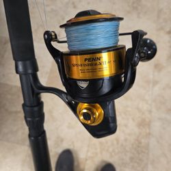 Peen Spinfisher Vll 8500 Reel And Peen Rampage Rod 7ft  20-50 Lbs Braid Médium Havy -fast