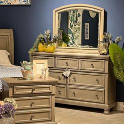 ❗Lettner Light Gray Footboard Storage Sleigh Platform Bedroom Set ❗3-PIECE (BED, DRESSER, NIGHTSTAND)