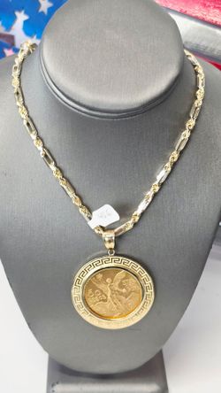 14k Solid 24inch 4.5mm Two-Tone Chain And 14k Bezel And Original 22k Centenario