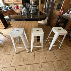 Stackable Metal White Stools