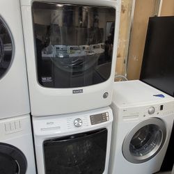 Maytag Front Loading Washer And Stackable Gas Dryer Set 