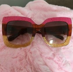 NEW Gucci GG0083S 002 Pink - Gold Gradient Lenses 55MM Oversize Women Sunglasses