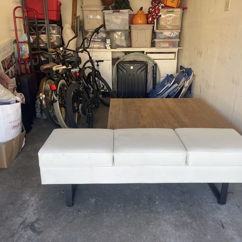 White Leather bench
