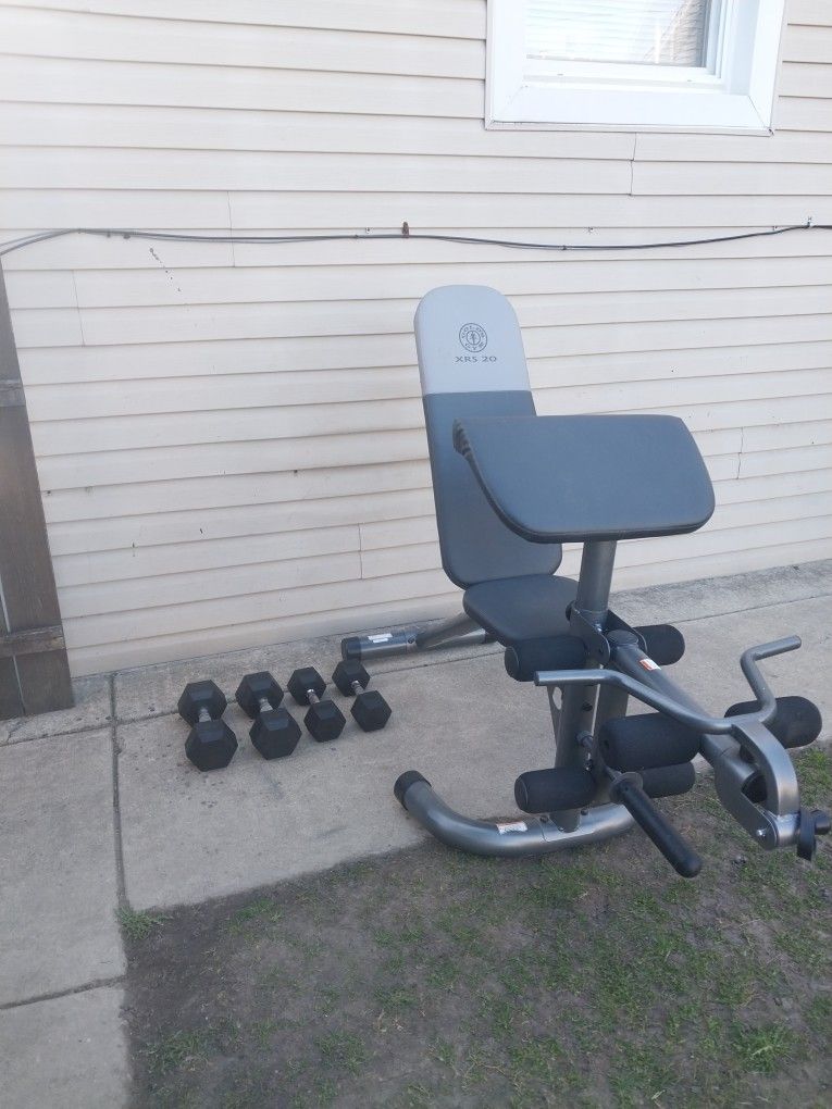 Olympic Bench ,2 Rubber Coated Dumbbells 15lbs,25lbs