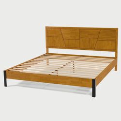 Brand New Inbox Wood Platform Bed Frame with Slatted Base