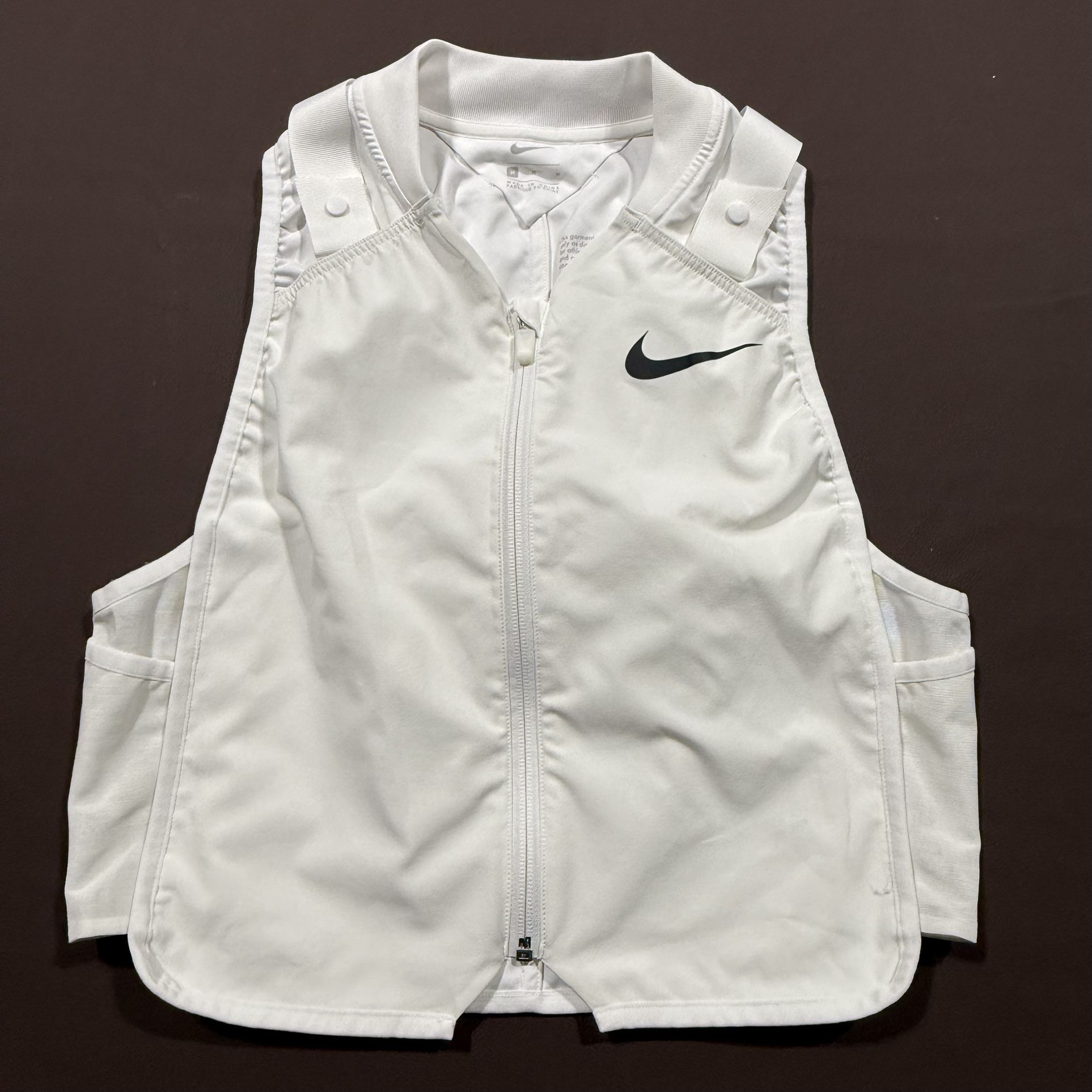 Nike Utility Running Vest Men’s Medium White CK6589-100 Zip Front Pockets