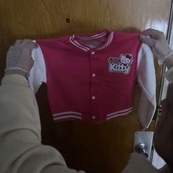 Hello Kitty -light jackets-bomber Jacket-snap Button Down For little girls and adults