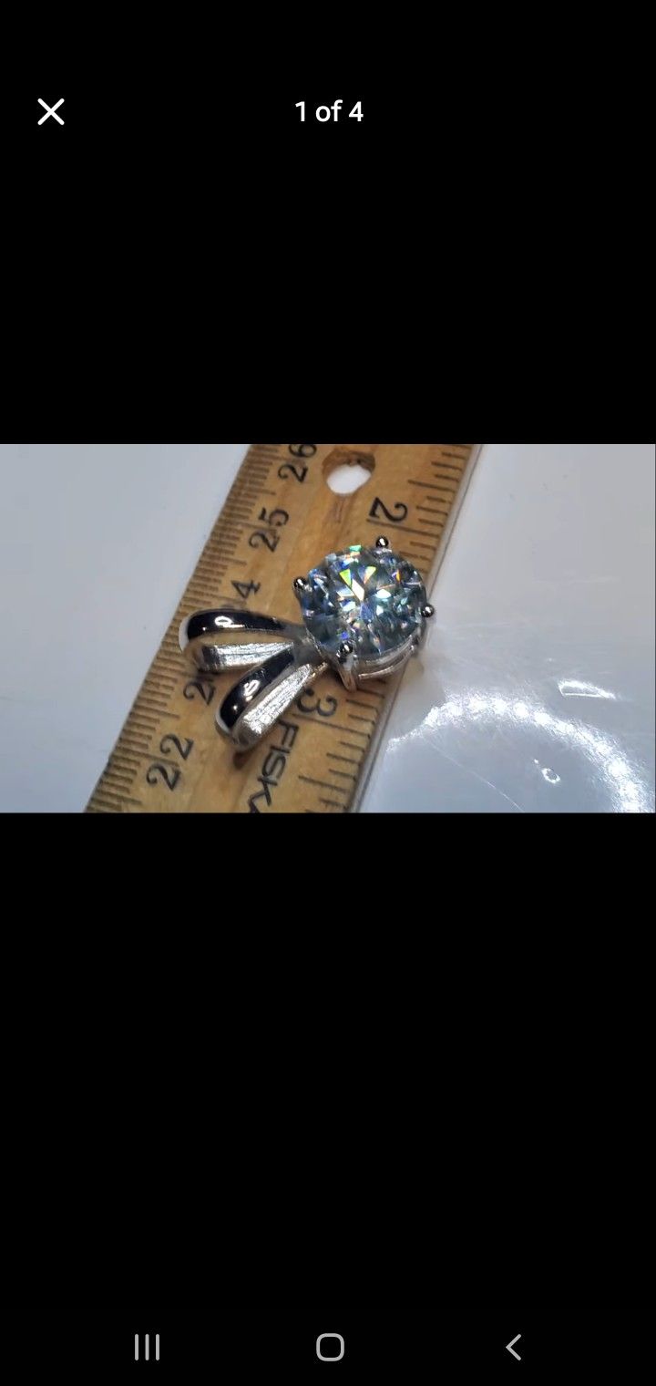 Wedding, , Moissanite Pendent Mens/Womens 10+ Carats Moissanite, 925 Sterling Silver, Pendent, New