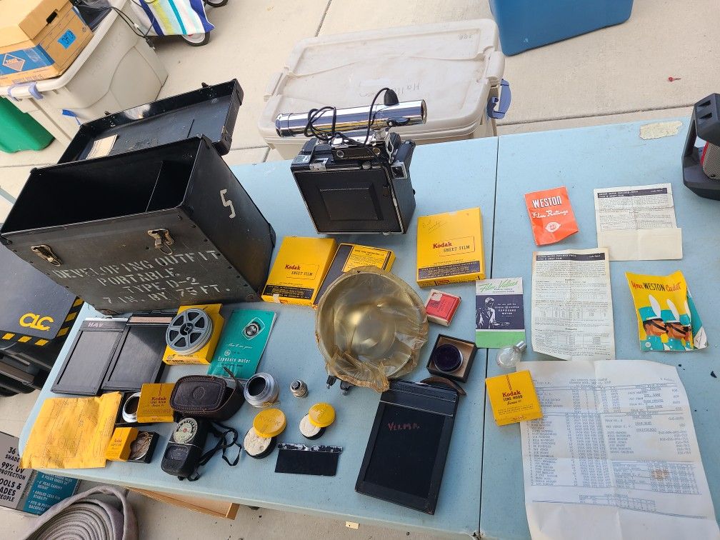 RARE WWII US NAVY Aerial Film DEVELOPING OUTFIT PORTABLE TYPE D-2 Case W Vintage Kodak Accessories Kalart Synchronized range finder