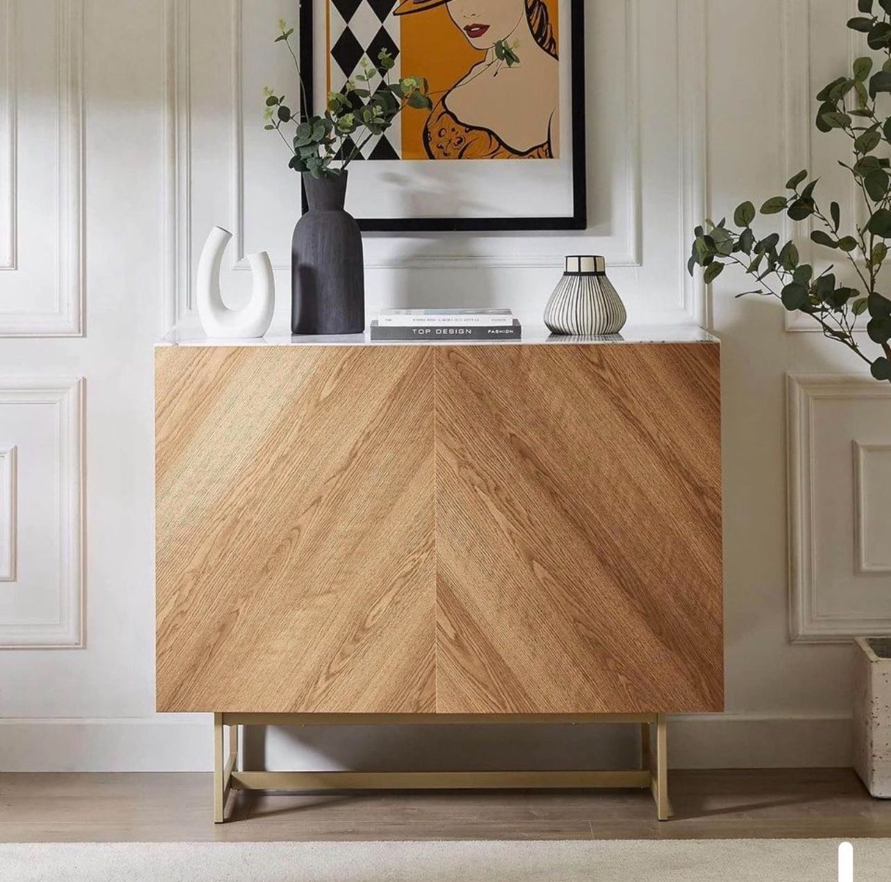 Faux Marble Top Entryway Sideboard, Credenza, Buffet Cabinet, TV Stand, Console Table,All Products : American Fashion Style Bags On Sale