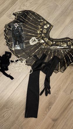 Great Gatsby Flapper Roaring 20s Black Shawl Womens One Size