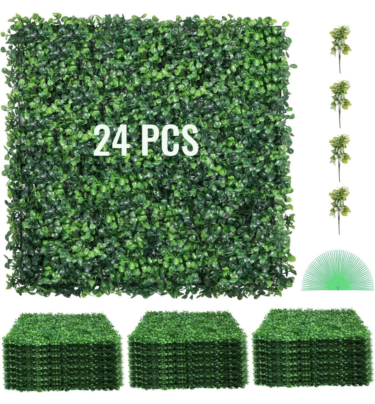 24 Pcs Artificial Boxwood Hedge Wall Panels 20" X 20"