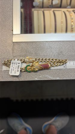 14K Gold Cuban Link Bracelet with Buddha Charm