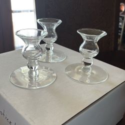 3 Glass Candle Sticks Holder 
