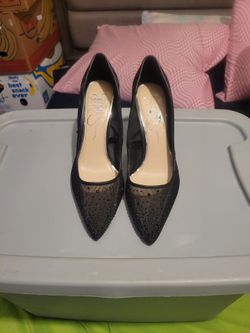 Jessica Simpson Black Mesh Rhinestone Pumps