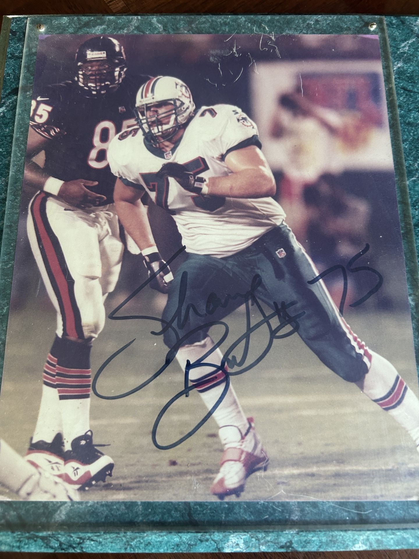 Shane Burton Miami Dolphins Autographed Color Photograph 8“ X 10“