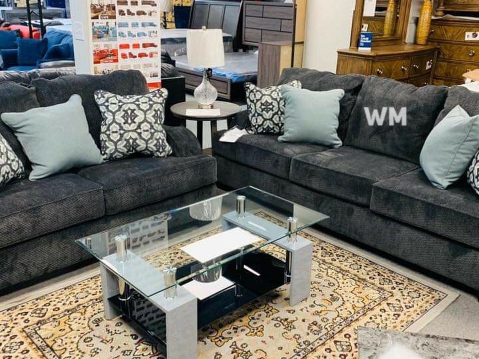 Charenton Charcoal Living Room Set (SOFA and LOVESEAT