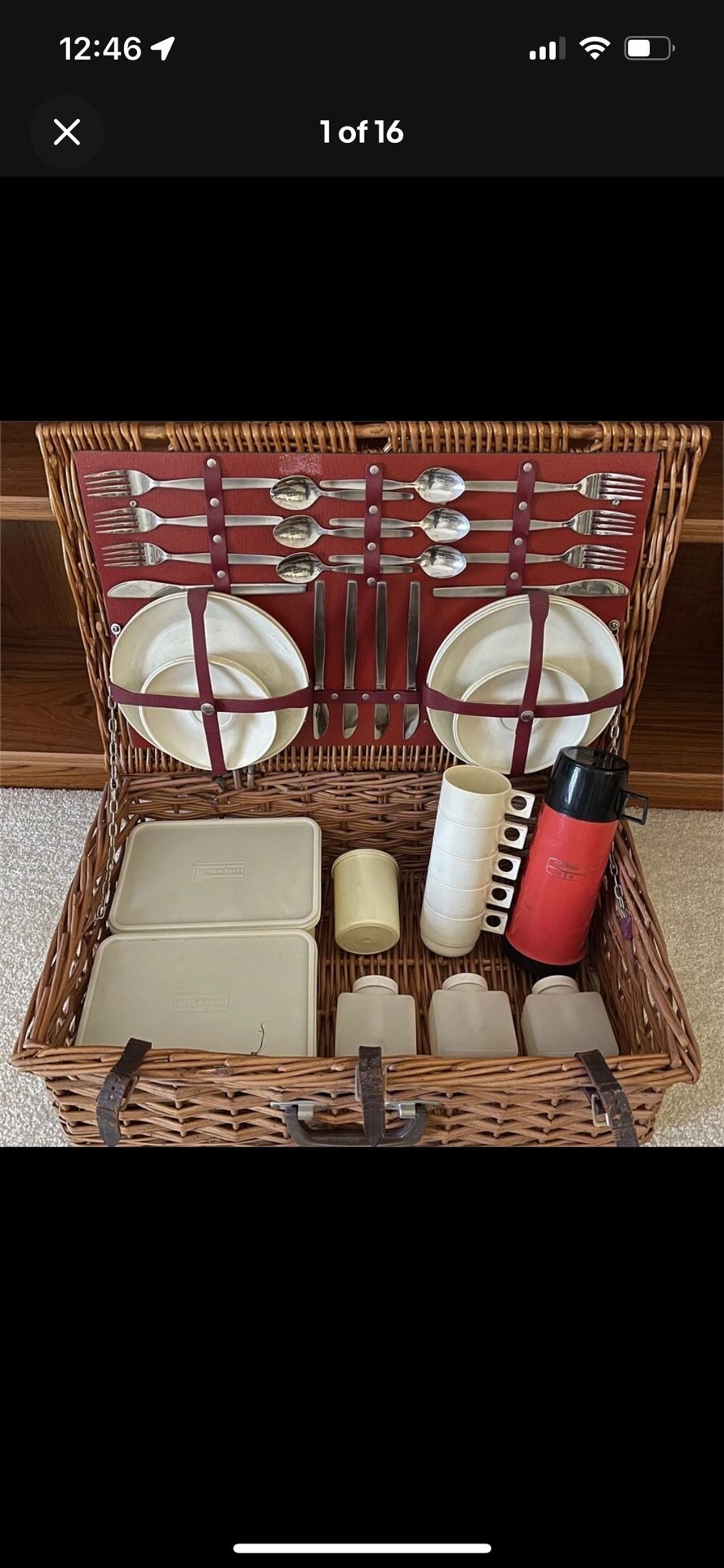 XL Vtg Brooks Brothers Picnic Wicker Basket