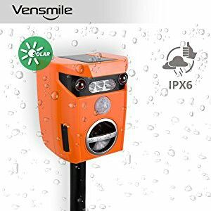 Vensmile Scarecrow LED Solar Ultrasonic Animal Repellent Wikoo Outdoor Waterproof Repeller Deterrent for Dog Cat Bird Pest Mole