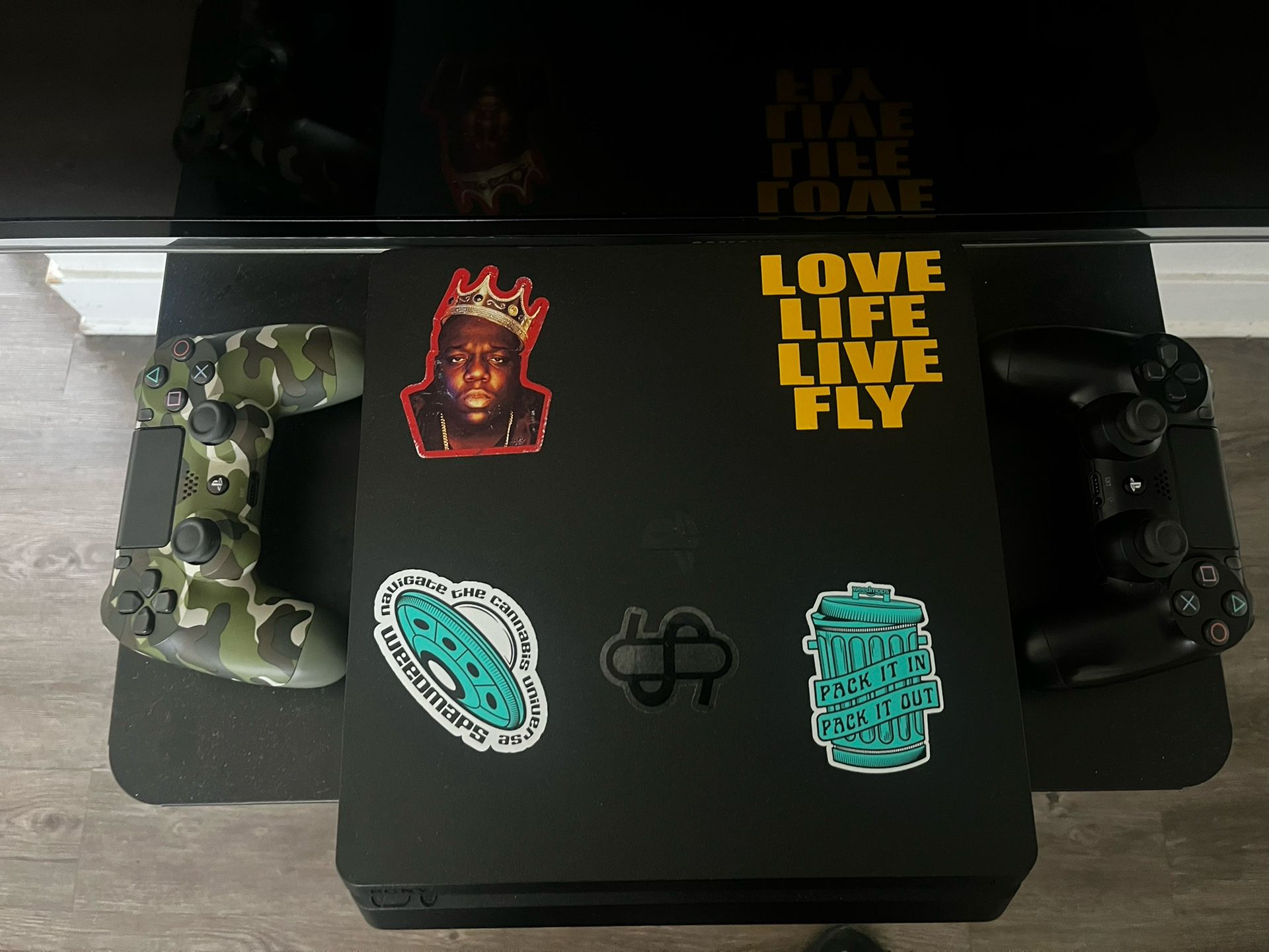 PlayStation 4 With Two Controllers And GTA V