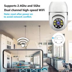 Light Bulb Camera, 1080P 2.4G/5.0GWireless Light Bulb Camera WiFi Outdoor 360 Degree,Light Bulb Security Camera with Motion Detection,Two-Way Audio,Fr