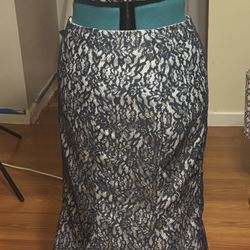 Sequin Hearts By Michelle Two Piece All Over Lace Navy Party Cocktail Dress,Top size 5, Skirt Size 7