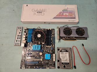 Gaming PC Components - Motherboard With RAM and CPU, Graphics Card, 500GB HDD, Mechanical Keyboard