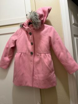 Pink Hooded Fur Coat Size 5T Cat & Jack Toddler Girl