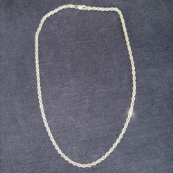 Sterling Silver Diamond Cut Rope Chain Necklace