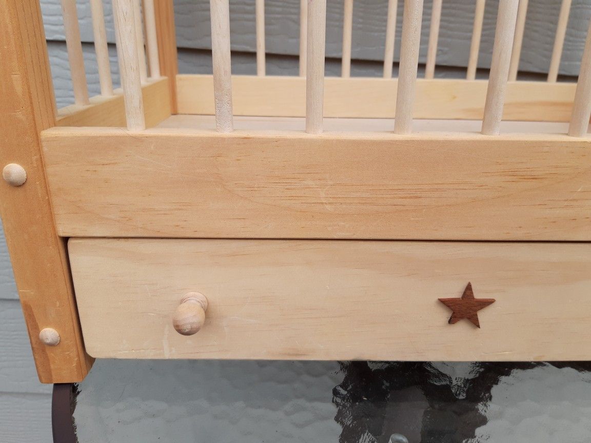 Handmade Wood Crib Bed  Purchased From ETSY For 18" Doll American Girl