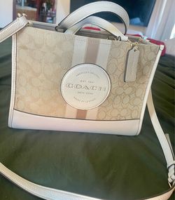 Coach Dempsey Carryall in signature jacquard with stripe and coach patch