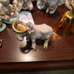 Vintage Miniature Angelic Cow Figurine