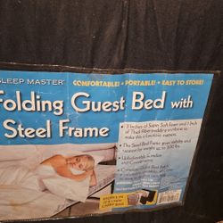 Sleep Master Folding Guest Bed W/Steel Frame 4" Mattress Travel Bag For Storage