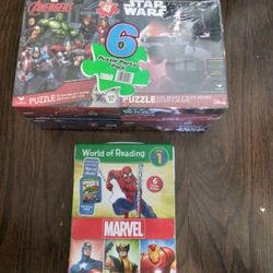 Lot Of 6 Marvel Starwars Puzzle+world Reading