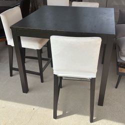 Black Dining table With 4 White Chairs