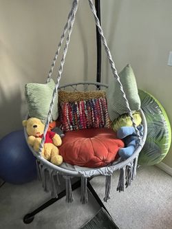 Macrame Hammock Chair and metal stand!