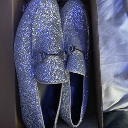 Bravo , Shiny Silver Prom Shoes