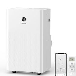 Heat & Cool DELLA 14,000 BTU Portable Air Conditioner, Cools Up To 400 Sq.Ft, Heat Pump, Auto Swing, Compatible with Alexa and WiFi, 