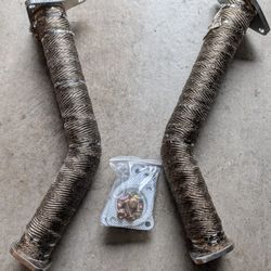 🔥 Infiniti Q50/Q60 Downpipes – Titanium Heat-Wrapped – Like New 🔥
