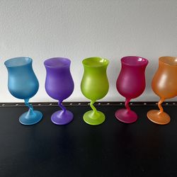 Colorful Twisted Stem Wine Glasses Set