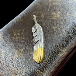 925 Sterling Silver Feather Pendant – Two Tone – 2.3 Inch – Handmade