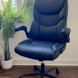 Executive Chair Office Desk Computer Ergonomic Chair Black PU Leather