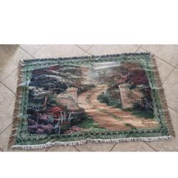 Thomas Kinkade Wall Tapestry Throw Fringed "Painter of Light" 66"X46" 