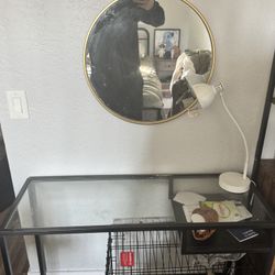 Two Piece End Tables Steel Frame Glass Tops 