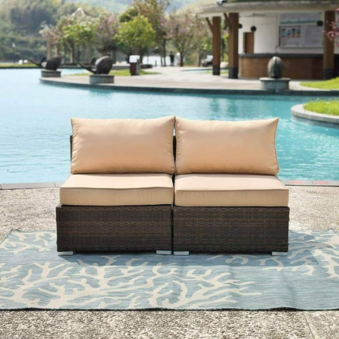 2PCS Wicker Cushioned Sofa Set