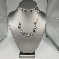 925 Sterling Silver Dyed Freshwater Pearl Drop Necklace 18"