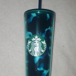RARE Starbucks Venti 24oz Teal Turquoise Wave Tumbler 